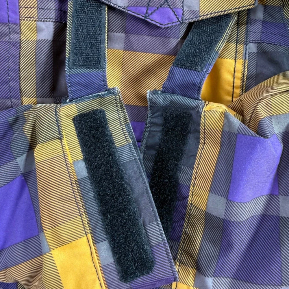 Burton Dryride Girls Large 14/16 Snowboard Chittagong Jacket Purple Yellow Plaid